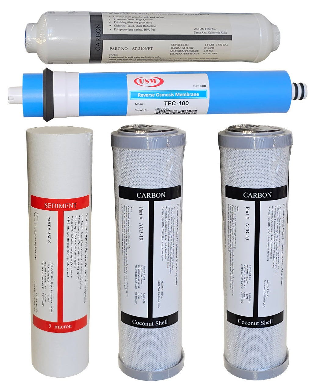 Alton replacement filter pack for APEC RO system Model: RO-Hi 3/8” output