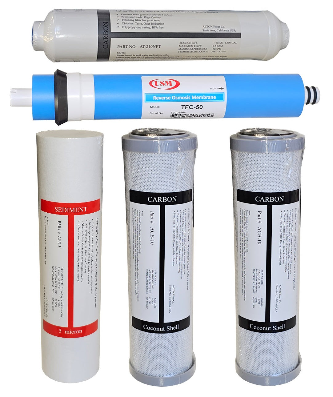 Alton Replacement filter set for APEC RO systems Model ROES-50, RO-45, RO-PUMP